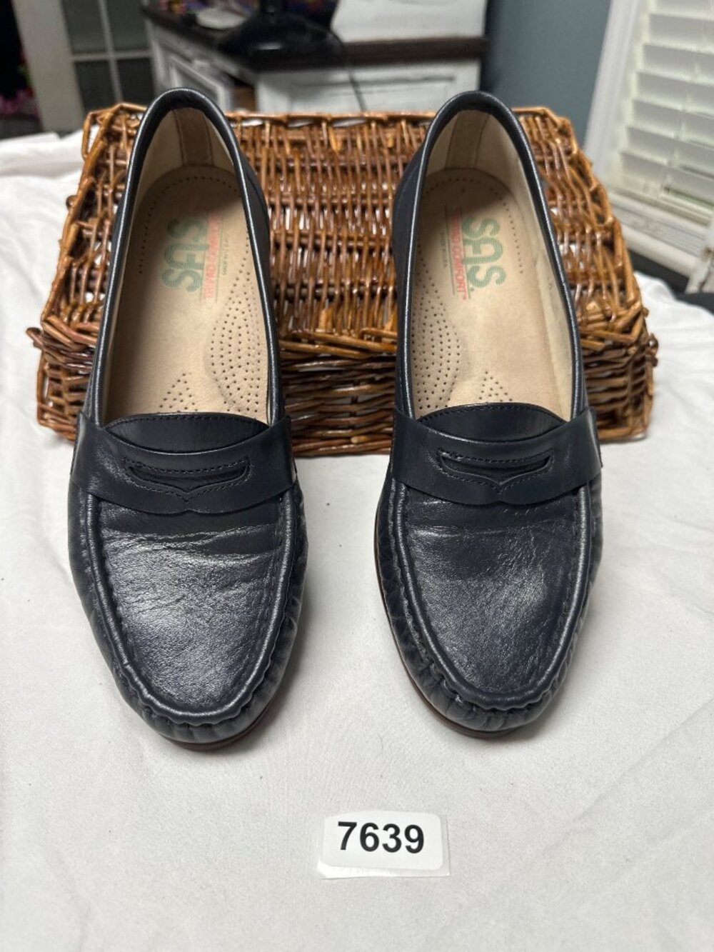 SAS Black Leather Penny-Style Loafers